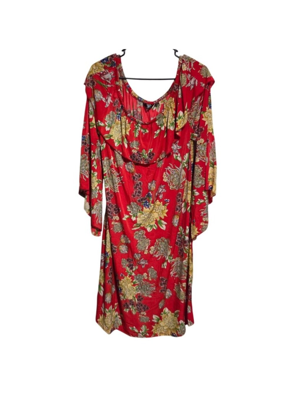 Mille Gabrielle Kimono Sleeve Dress Plus Size 2X Red Cottagecore Boho Floral